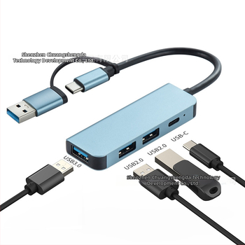 Type-C разширителен док със 1 към 5 хъб и четец за карти, USB-C интерфейс, скорост 5GB