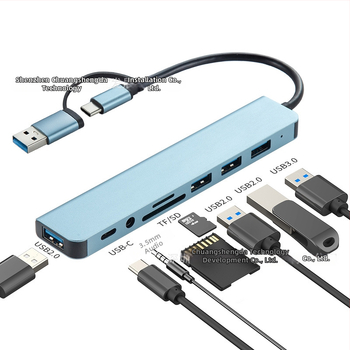 Type-C разширителен док със 1 към 5 хъб и четец за карти, USB-C интерфейс, скорост 5GB