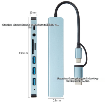 Type-C разширителен док със 1 към 5 хъб и четец за карти, USB-C интерфейс, скорост 5GB