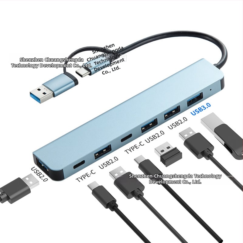 Type-C разширителен док със 1 към 5 хъб и четец за карти, USB-C интерфейс, скорост 5GB