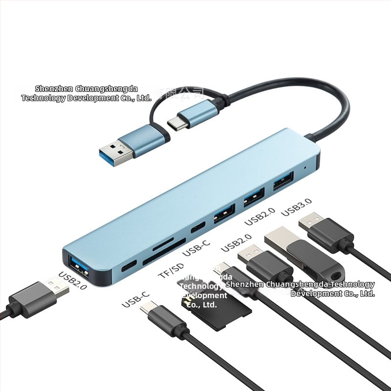 Type-C разширителен док със 1 към 5 хъб и четец за карти, USB-C интерфейс, скорост 5GB