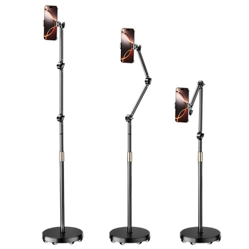 Πάτωμα στήριξη κινητού τηλεφώνου με τροχαλία και βραχίονα για ζωντανή μετάδοση και βίντεο από ύψος; κατάλληλο για κινητά και tablets; Υλικό ABS + μέταλλο