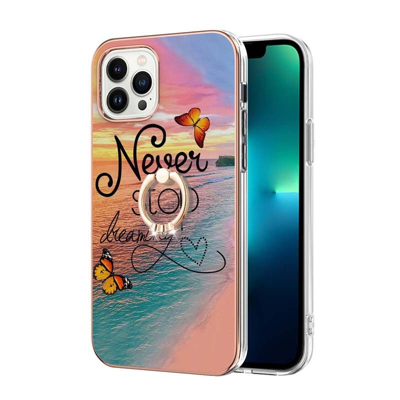 Gredzena turētājs vāciņa iPhone 8/11 Pro Max/12 Pro Max/13 Pro Max/14 Pro Max — mīksta TPE čaula, termiskā pārneses drukāšana, kritienu aizsardzība