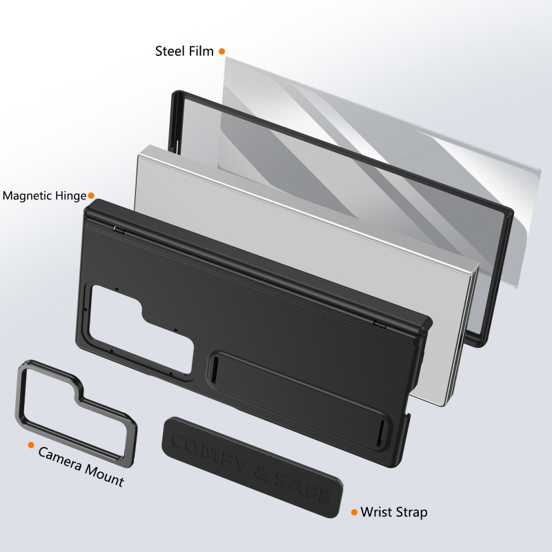 Θήκη Samsung Z Fold για 4/5/6/7 με μεντεσέ για φακούς και ιμάντα καρπού, ματ PC, ενσωματωμένη προστασία οθόνης, ανθεκτική σε πτώσεις, αποφόρτιση θερμότητας, αντι-αποτυπώματα