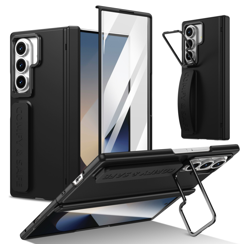Θήκη Samsung Z Fold για 4/5/6/7 με μεντεσέ για φακούς και ιμάντα καρπού, ματ PC, ενσωματωμένη προστασία οθόνης, ανθεκτική σε πτώσεις, αποφόρτιση θερμότητας, αντι-αποτυπώματα