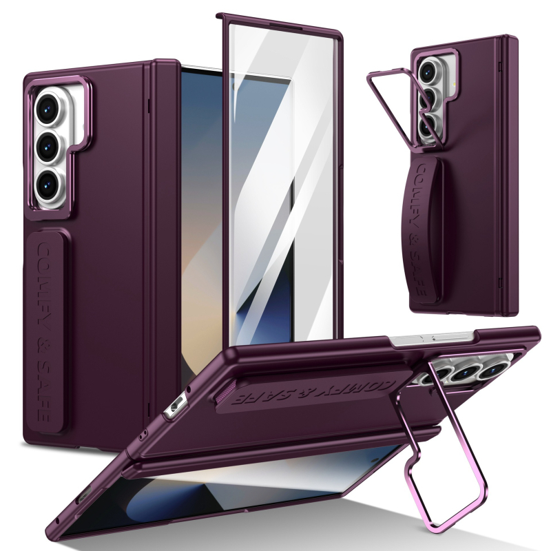 Θήκη Samsung Z Fold για 4/5/6/7 με μεντεσέ για φακούς και ιμάντα καρπού, ματ PC, ενσωματωμένη προστασία οθόνης, ανθεκτική σε πτώσεις, αποφόρτιση θερμότητας, αντι-αποτυπώματα