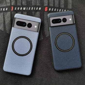 Ochranný kryt pre Google Pixel 6/7A/8A z imitovanej kože, jednoduchý štýl, magnetické prichytenie, strojová výroba