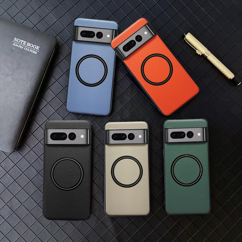 Ochranný kryt pre Google Pixel 6/7A/8A z imitovanej kože, jednoduchý štýl, magnetické prichytenie, strojová výroba