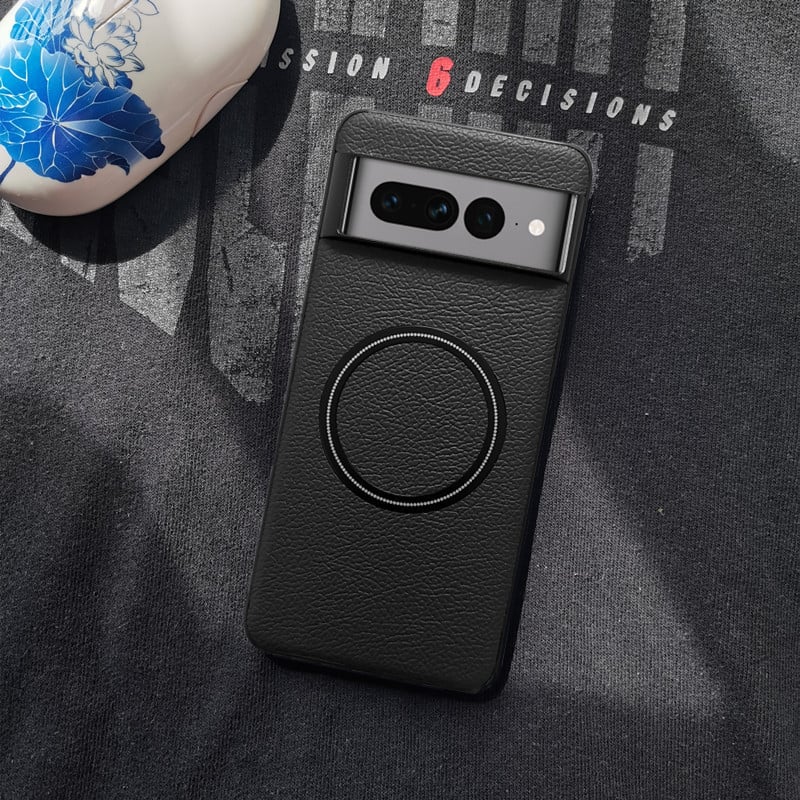 Ochranný kryt pre Google Pixel 6/7A/8A z imitovanej kože, jednoduchý štýl, magnetické prichytenie, strojová výroba