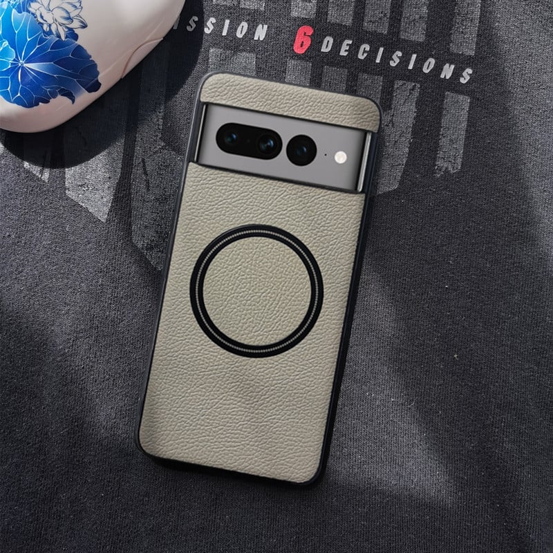 Ochranný kryt pre Google Pixel 6/7A/8A z imitovanej kože, jednoduchý štýl, magnetické prichytenie, strojová výroba