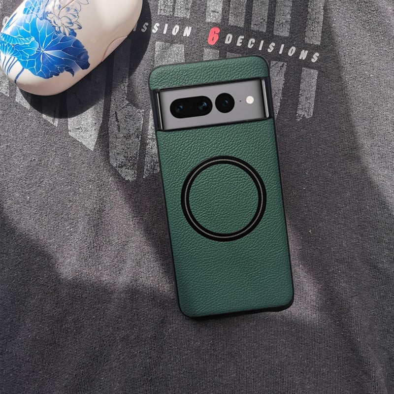 Ochranný kryt pre Google Pixel 6/7A/8A z imitovanej kože, jednoduchý štýl, magnetické prichytenie, strojová výroba