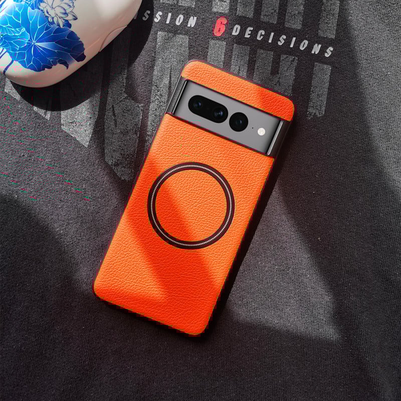 Ochranný kryt pre Google Pixel 6/7A/8A z imitovanej kože, jednoduchý štýl, magnetické prichytenie, strojová výroba