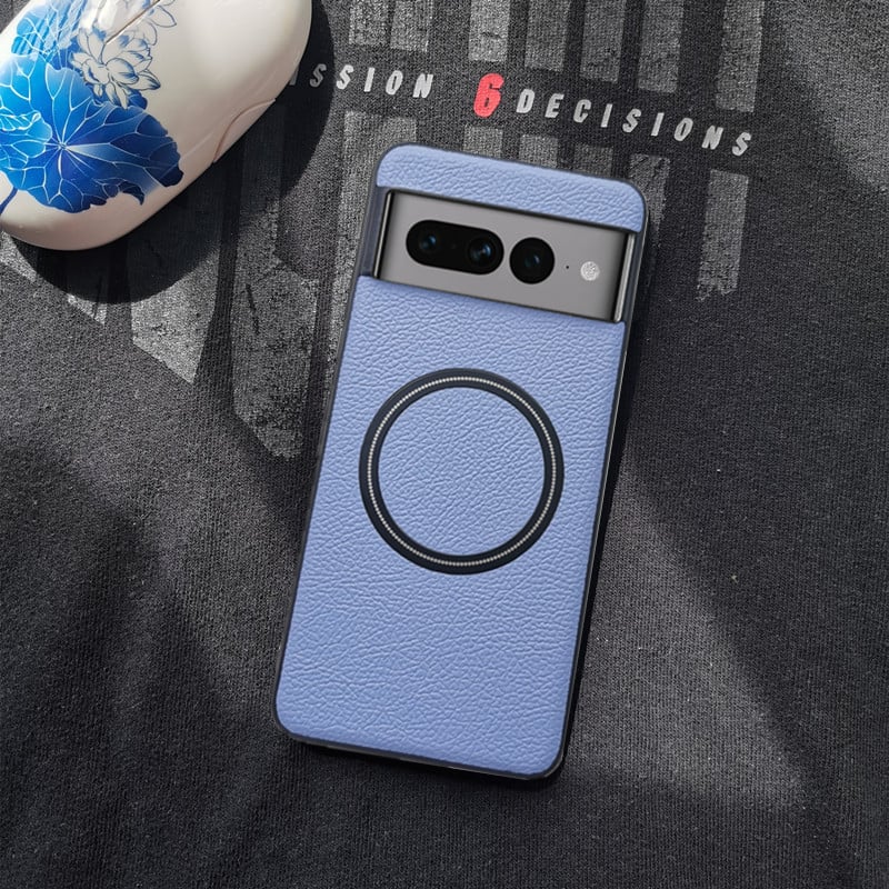 Ochranný kryt pre Google Pixel 6/7A/8A z imitovanej kože, jednoduchý štýl, magnetické prichytenie, strojová výroba