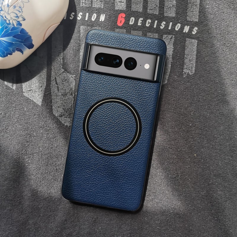 Ochranný kryt pre Google Pixel 6/7A/8A z imitovanej kože, jednoduchý štýl, magnetické prichytenie, strojová výroba