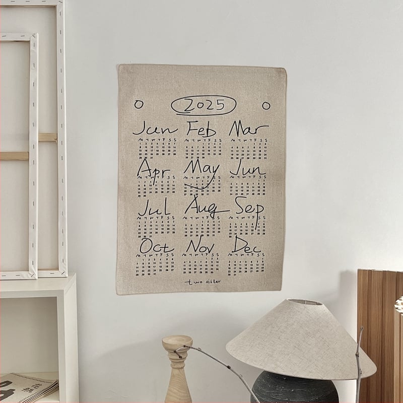 2026 Ταπισερί ημερολόγιο με φυτικά βαφές, καμβάς και κοντό γούνινο ύφασμα, 100% πολυεστέρας, ψηφιακή μεταφορά θερμότητας, μοντέρνος μινιμαλισμός, ορθογώνιο σχήμα