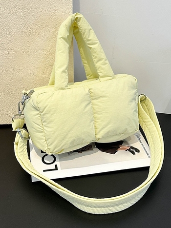 Geantă de umăr din material textil, stil pernă, formă dreptunghiulară, închidere cu fermoar, căptușeală din poliester, Toamna 2025