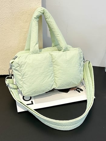 Geantă de umăr din material textil, stil pernă, formă dreptunghiulară, închidere cu fermoar, căptușeală din poliester, Toamna 2025