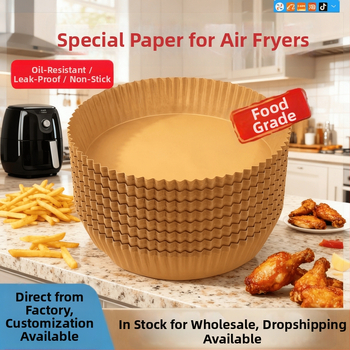 Air fryer kepimo popierius – prekės ženklas: Binyi; iš medienos pluošto; silikono danga; 36 g/m²; kategorija: kepimo popierius