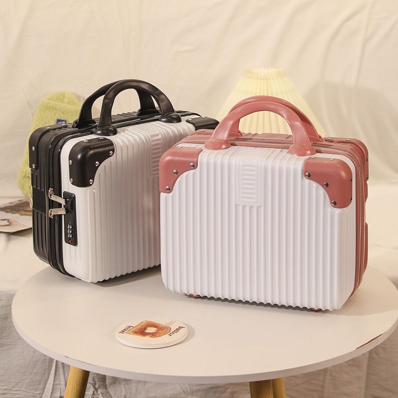 Geantă de călătorie pentru depozitare cu fermoar, ABS+PC material, roți universale, model cu dungi, căptușeală din poliester