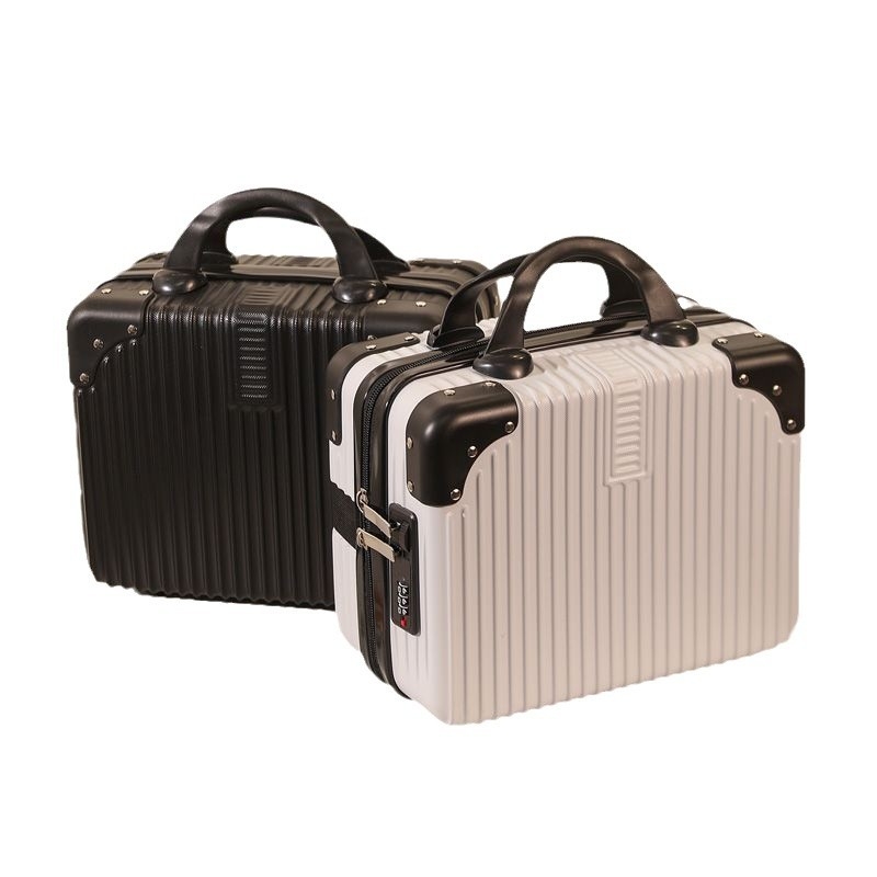 Geantă de călătorie pentru depozitare cu fermoar, ABS+PC material, roți universale, model cu dungi, căptușeală din poliester