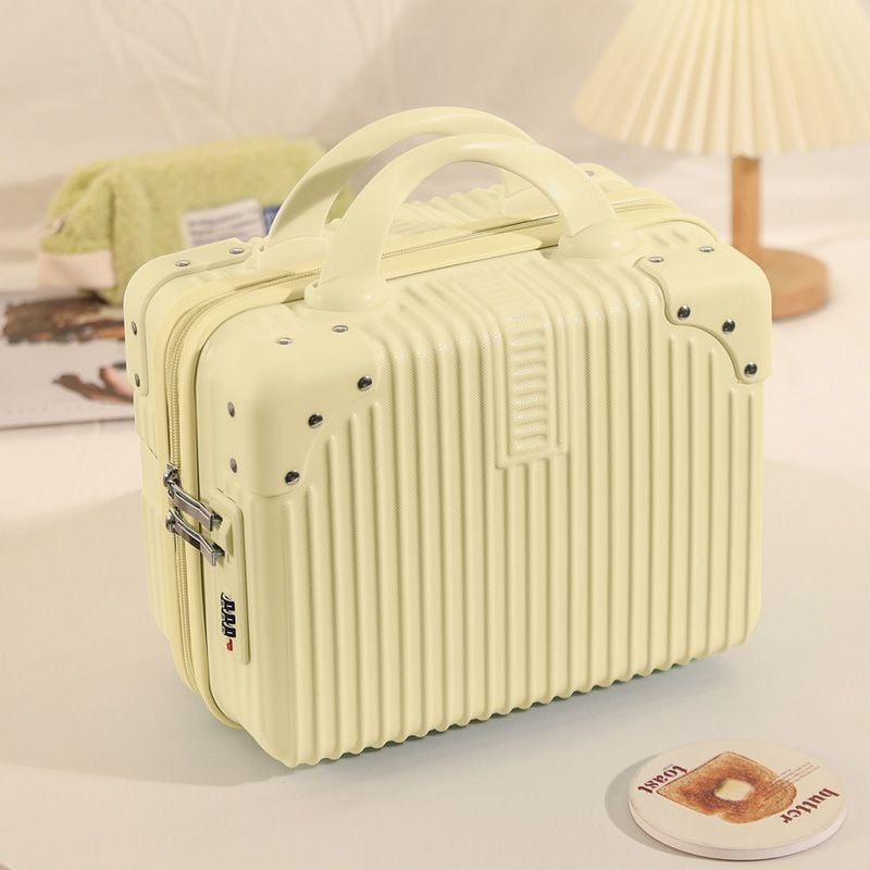 Geantă de călătorie pentru depozitare cu fermoar, ABS+PC material, roți universale, model cu dungi, căptușeală din poliester