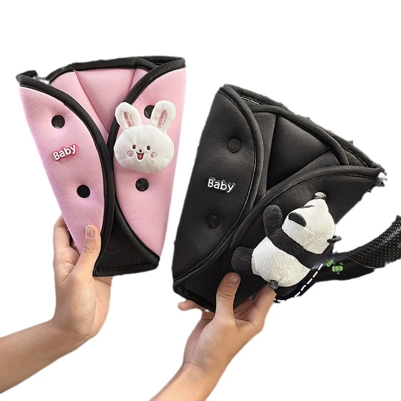 Κάλυμμα ζώνης καθίσματος παιδιού αυτοκινήτου με τριγωνικό ρυθμιστικό εξάρτημα, σχέδιο Panda, πολυεστέρας, περίπου 90 g