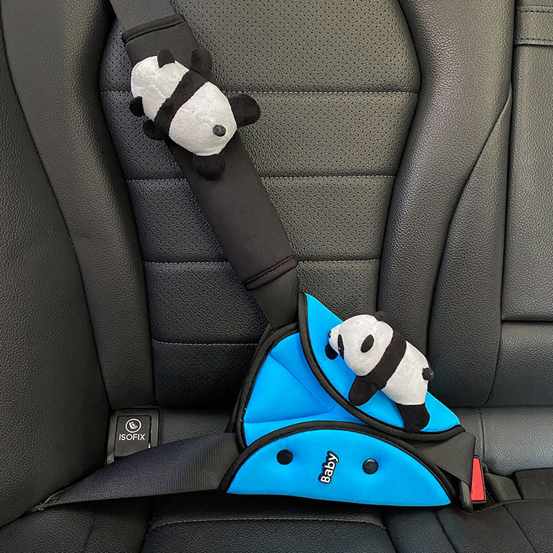 Κάλυμμα ζώνης καθίσματος παιδιού αυτοκινήτου με τριγωνικό ρυθμιστικό εξάρτημα, σχέδιο Panda, πολυεστέρας, περίπου 90 g