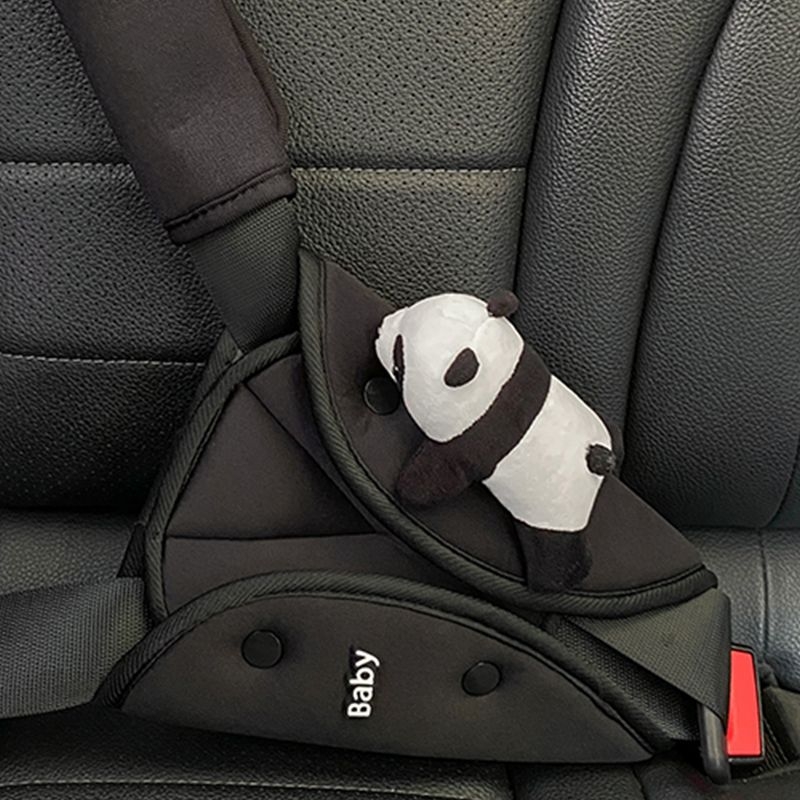 Κάλυμμα ζώνης καθίσματος παιδιού αυτοκινήτου με τριγωνικό ρυθμιστικό εξάρτημα, σχέδιο Panda, πολυεστέρας, περίπου 90 g