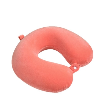 Pernă în formă de U din spumă cu memorie, husă pluș, detașabilă și lavabilă, pentru adulți