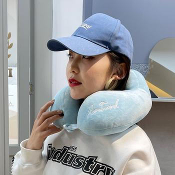 Pernă de călătorie în formă de U pentru gât, umplutură PP 3D, înălțime nucleu 14 cm, husă din velur Crystal Super Soft, potrivită pentru adulți.