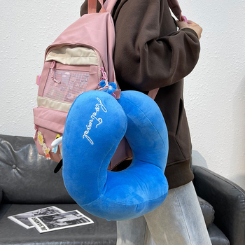 Pernă de călătorie în formă de U pentru gât, umplutură PP 3D, înălțime nucleu 14 cm, husă din velur Crystal Super Soft, potrivită pentru adulți.