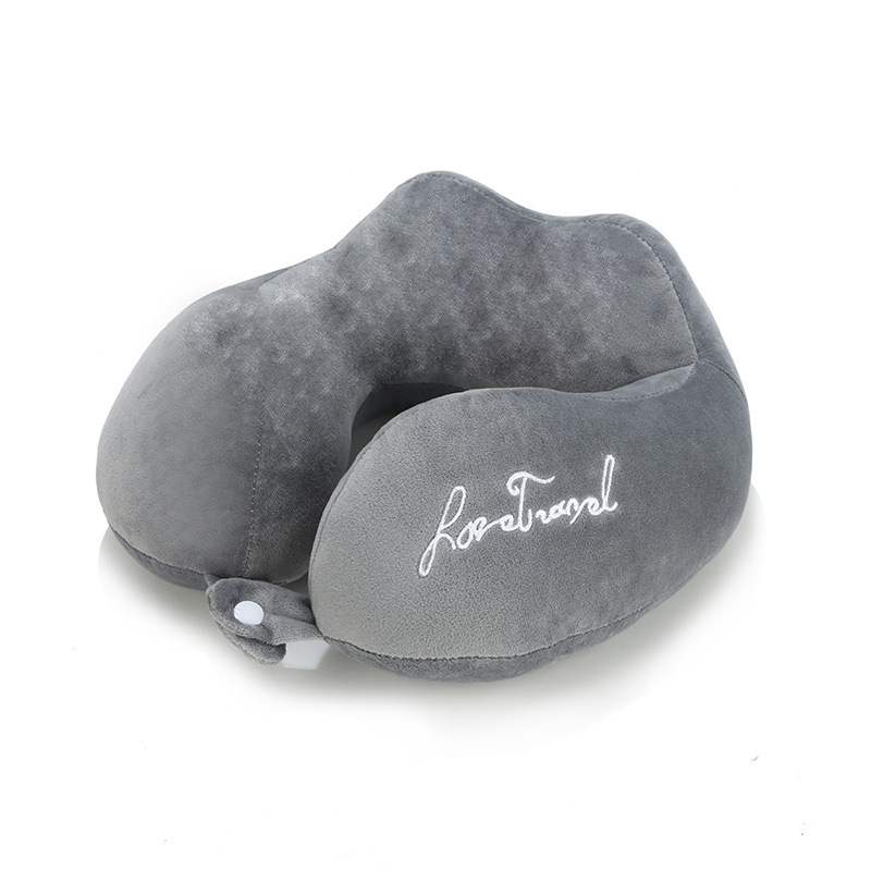 Pernă de călătorie în formă de U pentru gât, umplutură PP 3D, înălțime nucleu 14 cm, husă din velur Crystal Super Soft, potrivită pentru adulți.