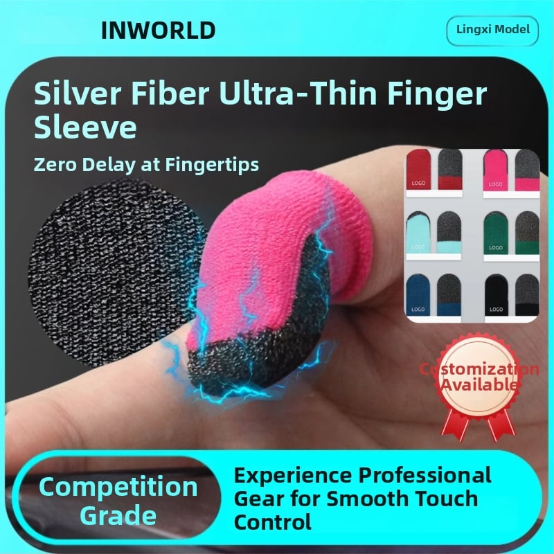 Lingxi Silver Fiber двойни гейминг пръстни протектори – дишащи, ултра тънки, съвместими със сензорен екран за мобилни игри