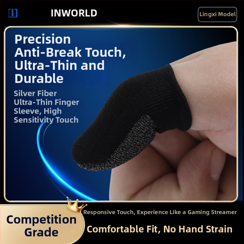 Lingxi Silver Fiber двойни гейминг пръстни протектори – дишащи, ултра тънки, съвместими със сензорен екран за мобилни игри