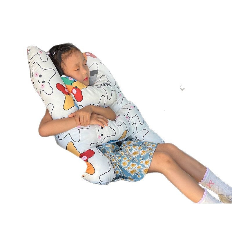 Perne de cap pentru mașină pentru copii – potrivire universală, husă din fibre naturale, umplutură din lână, stil desene animate, utilizare de vară