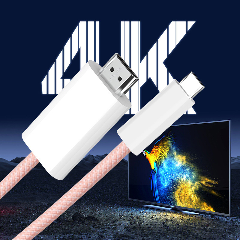 Kabel Type-C na HDMI za mobilne telefone (iPhone 15, Huawei, Samsung) – duljina 1,8 m, Type-C–HDMI priključak, bakreni vodič s tinom i niklovanim premazom