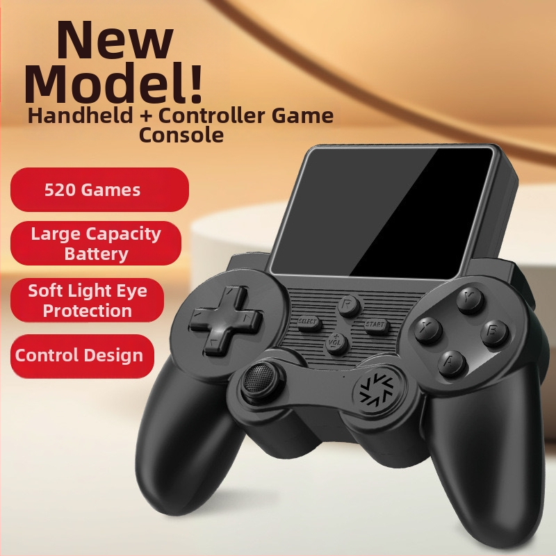 S20 nostalgia rokas spēļu konsole ar 520 iebūvētiem spēlēm, 8 bitu OS, diviem spēlētājiem, ABS korpuss