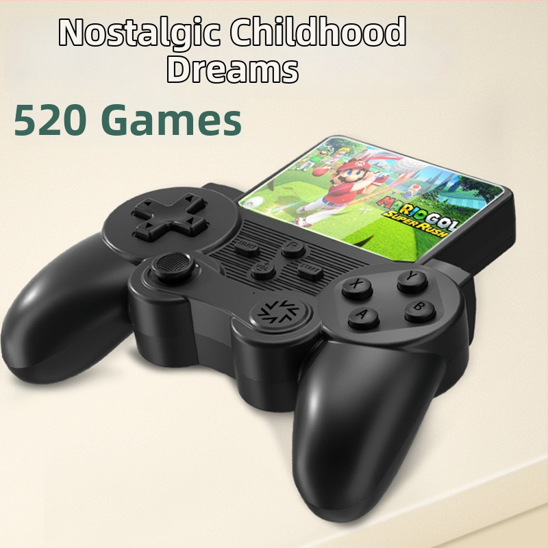S20 nostalgia rokas spēļu konsole ar 520 iebūvētiem spēlēm, 8 bitu OS, diviem spēlētājiem, ABS korpuss