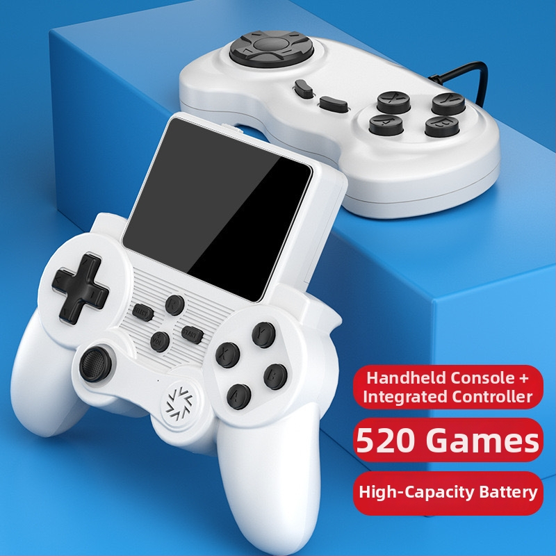 S20 nostalgia rokas spēļu konsole ar 520 iebūvētiem spēlēm, 8 bitu OS, diviem spēlētājiem, ABS korpuss