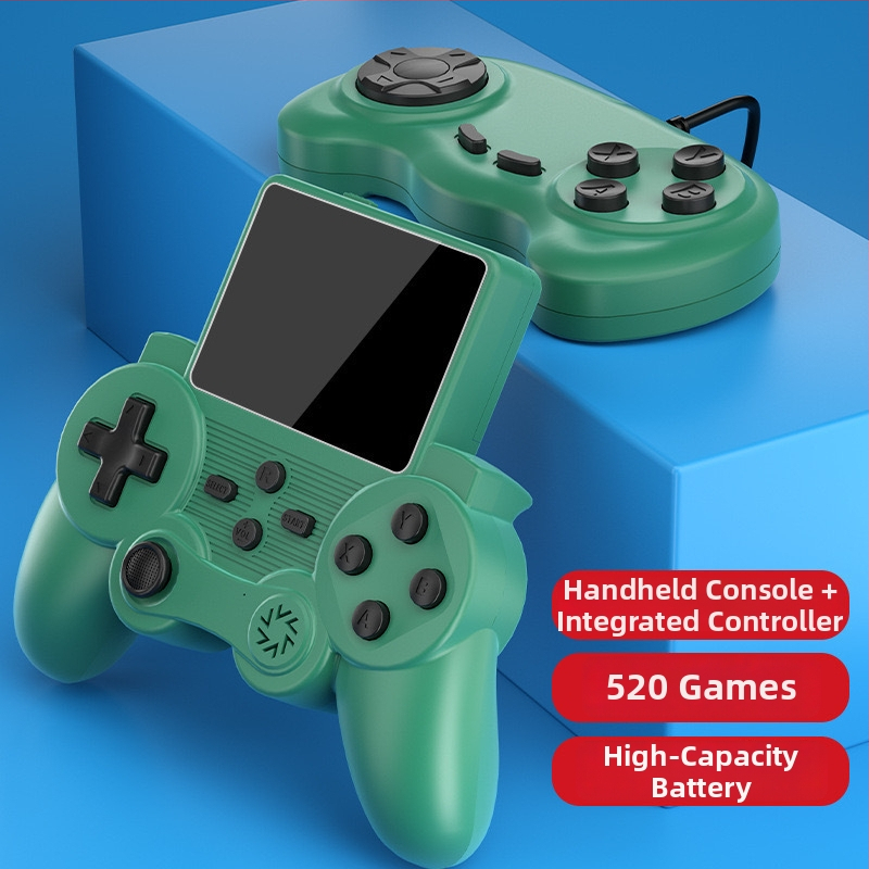 S20 nostalgia rokas spēļu konsole ar 520 iebūvētiem spēlēm, 8 bitu OS, diviem spēlētājiem, ABS korpuss