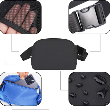 Lulu stil pojas torba, gradski minimalistički dizajn, najlon, podesivi remen, logotip, unutarnja pregrada za mobitel i osobnu iskaznicu, zatvarač