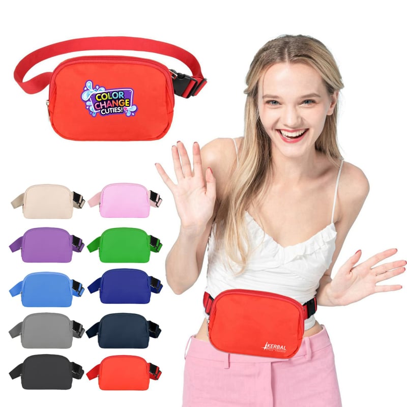 Lulu stil pojas torba, gradski minimalistički dizajn, najlon, podesivi remen, logotip, unutarnja pregrada za mobitel i osobnu iskaznicu, zatvarač
