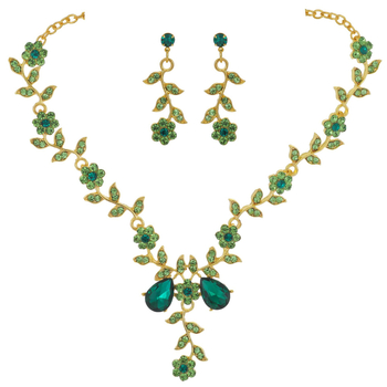 Menyasszonyi nyaklánc és fülbevaló készlet, kristályos kövekkel, ötvözet, elektroplátolás, Yusheng márka, édes stílus, nőknek