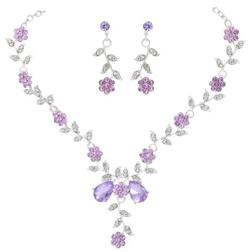 Menyasszonyi nyaklánc és fülbevaló készlet, kristályos kövekkel, ötvözet, elektroplátolás, Yusheng márka, édes stílus, nőknek