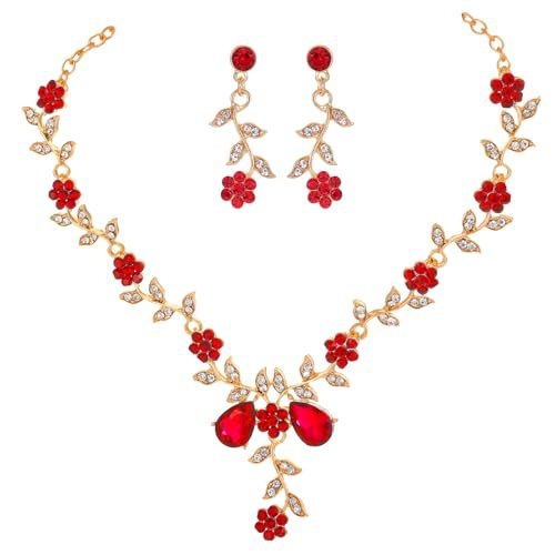 Menyasszonyi nyaklánc és fülbevaló készlet, kristályos kövekkel, ötvözet, elektroplátolás, Yusheng márka, édes stílus, nőknek