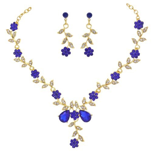 Menyasszonyi nyaklánc és fülbevaló készlet, kristályos kövekkel, ötvözet, elektroplátolás, Yusheng márka, édes stílus, nőknek