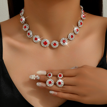 RNAFASHION Ženski set nakita – naušnice i ogrlica s bambusnom lancem, elektroplatiranje, materijal Rhinestone, uzorak zvijezde/sunce i mjesec/univerzum