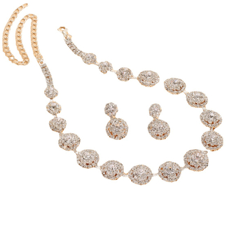 RNAFASHION Ženski set nakita – naušnice i ogrlica s bambusnom lancem, elektroplatiranje, materijal Rhinestone, uzorak zvijezde/sunce i mjesec/univerzum