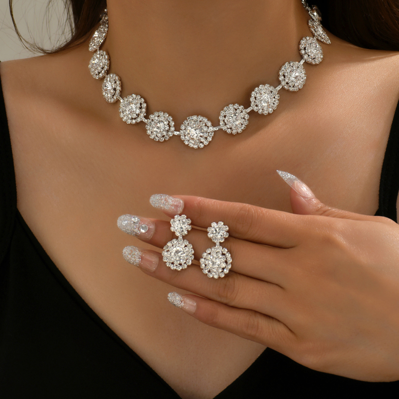 RNAFASHION Ženski set nakita – naušnice i ogrlica s bambusnom lancem, elektroplatiranje, materijal Rhinestone, uzorak zvijezde/sunce i mjesec/univerzum