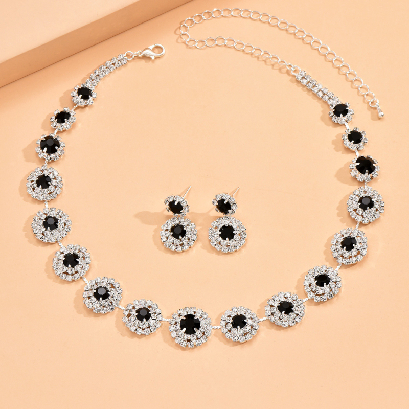 RNAFASHION Ženski set nakita – naušnice i ogrlica s bambusnom lancem, elektroplatiranje, materijal Rhinestone, uzorak zvijezde/sunce i mjesec/univerzum